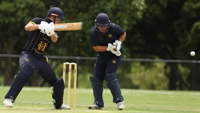 ECA: Heathmont batsman Dillon Howard plays a cut shot. Picture: Stuart Milligan