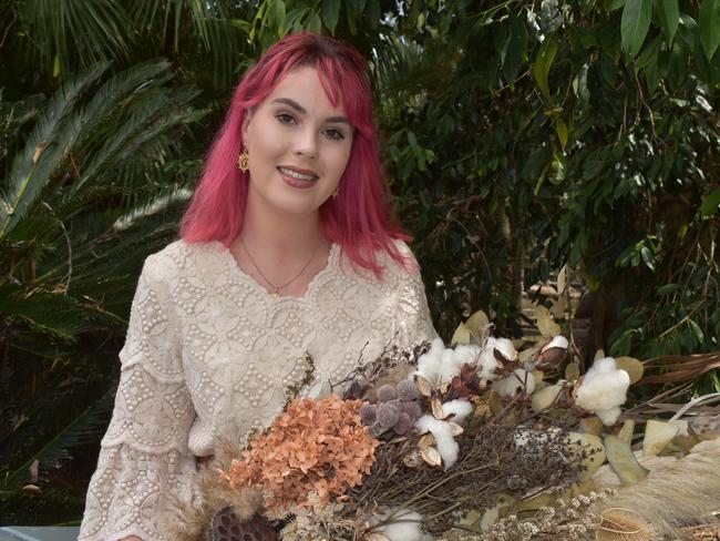 Blooming Bespoke owner Emma Stegman has launched her own business selling unique bouquets of dried blooms. Picture: Rhylea Millar