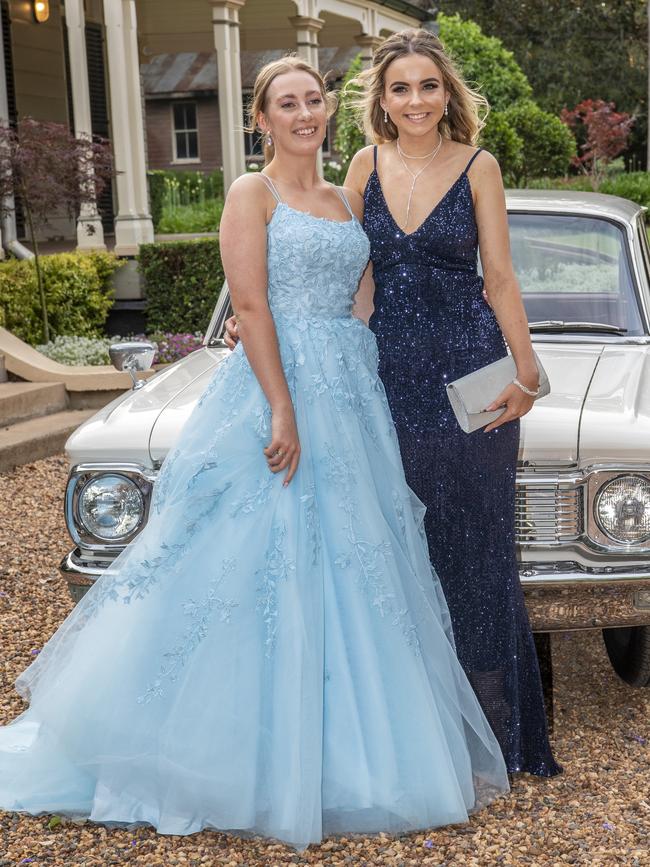 Tessa Cheetham and Olivia Darby. Highlands Christian College formal at Gabbinbar Homestead. Wednesday. 18th Nov 2020 Picture: Nev Madsen