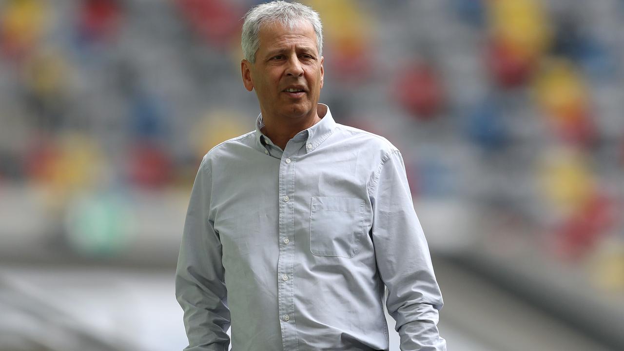 Lucien Favre injured himself celebrating Dortmund’s winner.