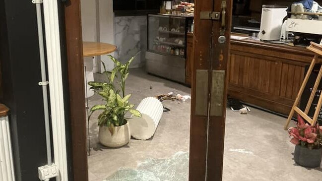 Thieves also targeted Ozmosis in Edge Hill on Tuesday night causing damage to the front of the cafe. Picture: Lauren Vico