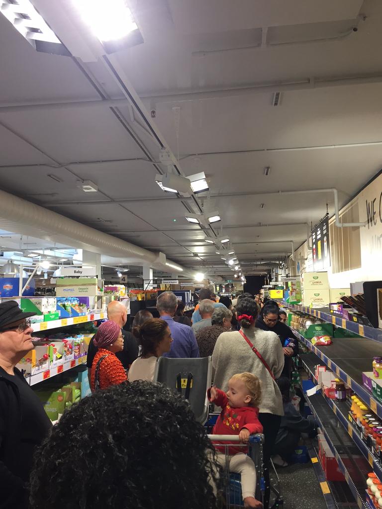 Items out of stock at Aldi’s Edgecliffe store included flour, long life milk, canned fish, and healthy products like hand sanitiser. Picture: Supplied