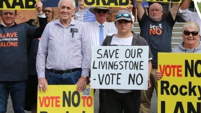 The 'Leave Livingstone Alone' campaign launch outside Rockhampton Regional Council headquarters on May 30.