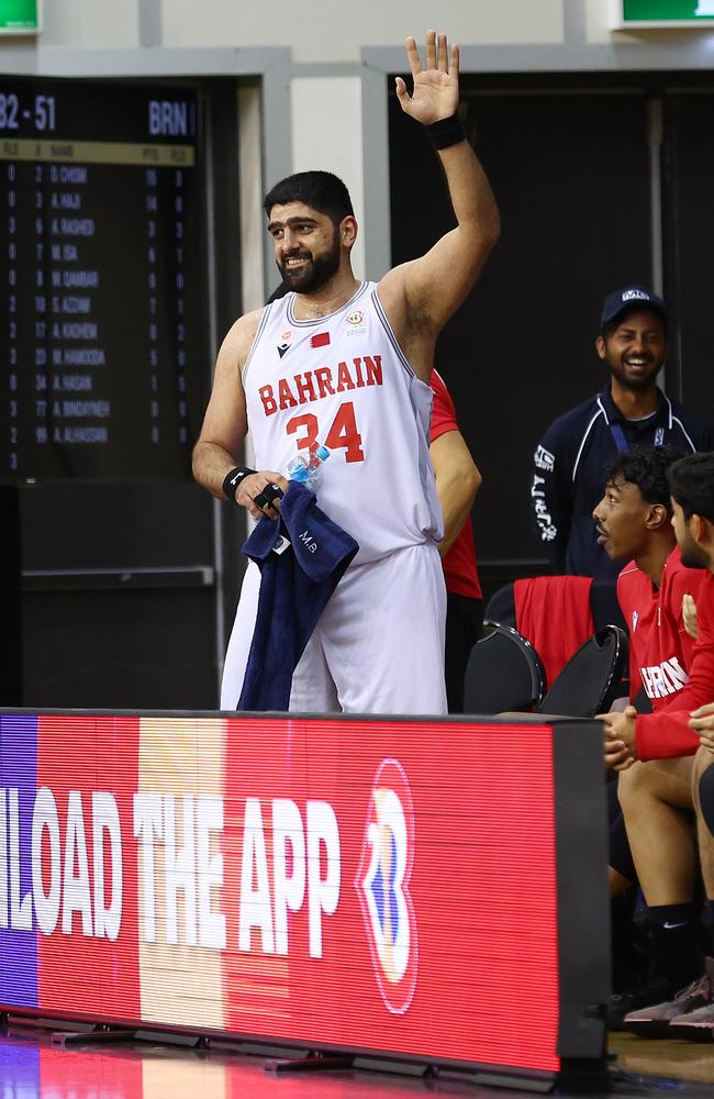 Ali Hasan was all smiles as he waved to the appreciative State Basketball Centre crowd. Picture: Getty Images