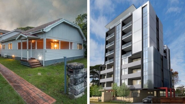 The heritage-listed 5 Bent St will share a fence line with this eight-storey development at The Entrance.