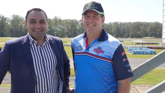 Coffs Harbour Kart Racing Club president James Morrison (right) said local MP Gurmesh Singh “has been invaluable for advice” as the club sought funding streams to expand its facilities. Picture: Chris Knight