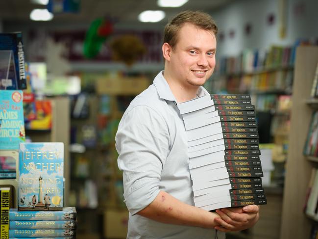 Darwin Author and bookseller Sean Guy with his second novel "The Firebringer". Picture GLENN CAMPBELL