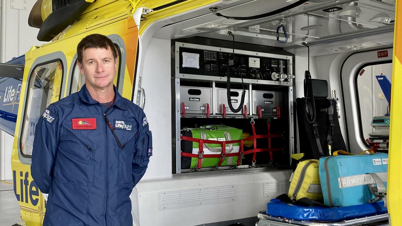 RACQ LifeFlight rescue helicopter aircraft officer Scott Reeman at the Sunshine Coast base.