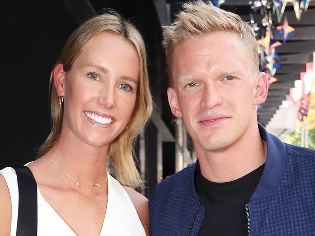 The unveiling of the 67th Myer Christmas Windows at Myer Melbourne. Cody Simpson and Emma McKeon. Picture Rebecca Michael.