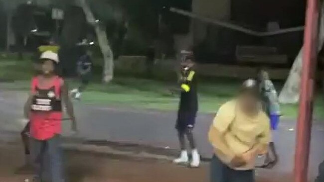 Stills from video of young children throwing rocks in Alice Springs. Picture: Supplied