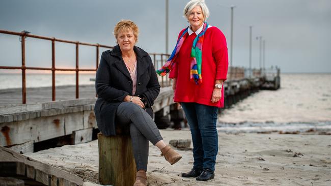 Kingston SE Mayor Kay Rasheed with chief executive Nat Traeger at the Kingston Jetty. Picture: Matt Turner