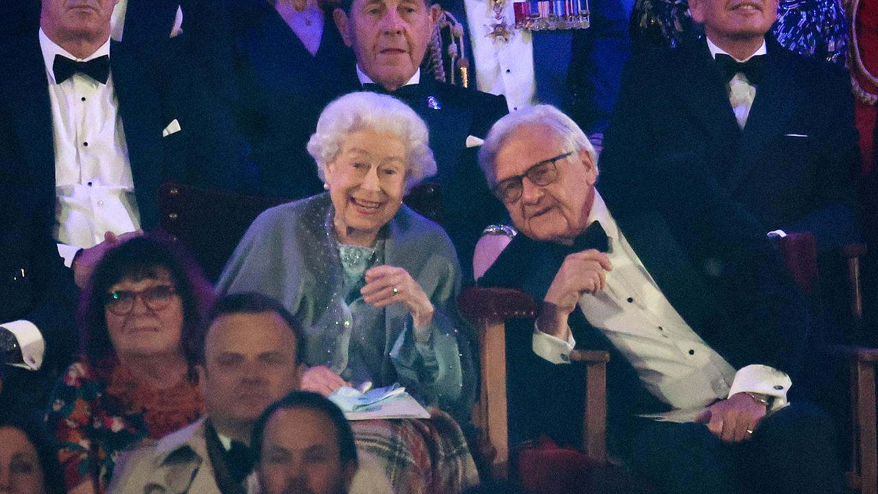 The Queen during the ‘A Gallop Through History’ performance as part of the official celebrations for her Platinum Jubilee at the Royal Windsor Horse Show on May 15, 2022. Picture: Chris Jackson/Getty Images