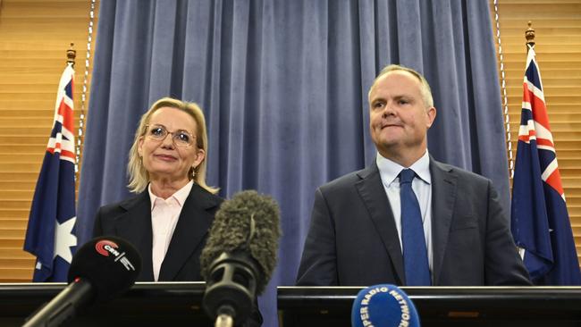 Sussan Ley and Ted O'Brien were elected the new leader and deputy leader of the Liberal Party on Tuesday. Picture: NewsWire / Martin Ollman