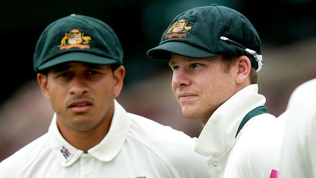 Steve Smith and Usman Khawaja. Picture Gregg Porteous