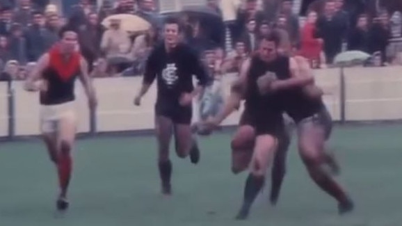 Rare footage of the last AFL/VFL match played by Barassi. Picture: Supplied