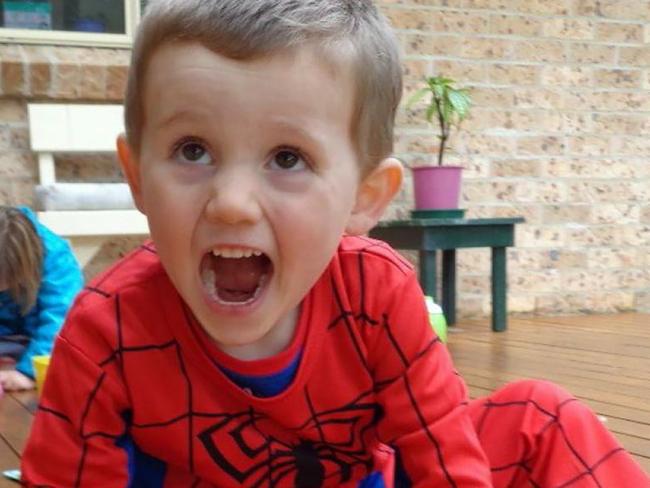 EMBARGO FOR TWAM 4 DEC 2021. New photo of Missing  boy William Tyrrell wearing  the actual Spiderman suit in which he disappeared in. Exhibit image released by the William tyrrell Inquest. Supplied