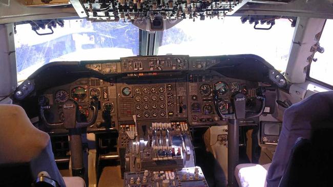 Inside the flight deck of the Boeing 747 at Qantas Founders Museum at Longreach. Picture: Contributed