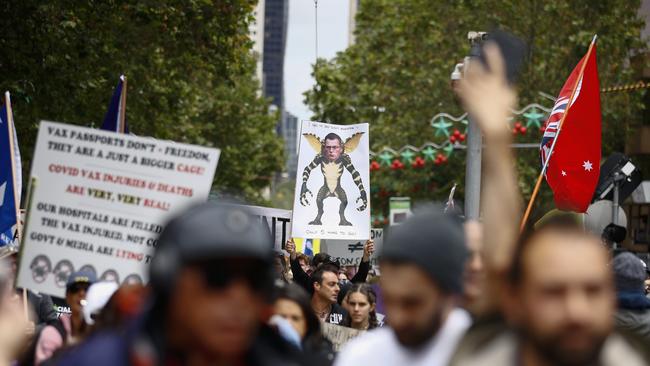 Protesters are opposed to the state government's proposed pandemic laws. Picture: Daniel Pockett