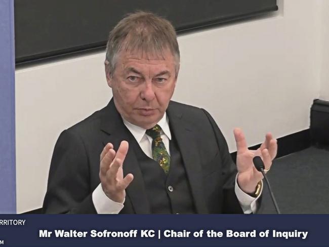 Walter Sofronoff speaking on day two of the Board of Inquiry into the Criminal Justice System at the ACT Civil and Administrative Tribunal Canberra.