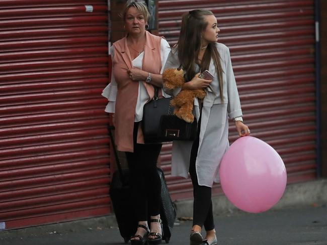 Ariana Grande concert attendees leave the Park Inn where they were given refuge after last nights explosion. Picture: Getty