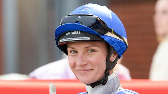 Jamie Kah after winning the Frankston Sand Soil & Mini Mix 2YO Maiden Plate at Cranbourne Racecourse on April 26, 2024 in Cranbourne, Australia. (Photo by Ross Holburt/Racing Photos via Getty Images)