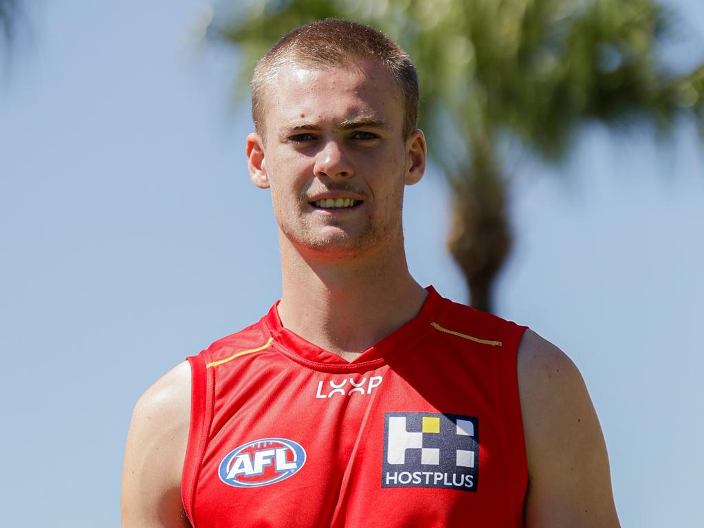 Gold Coast Suns player Ethan Read after learning he will make his AFL debut against the GWS Giants. Photo: Gold Coast Suns