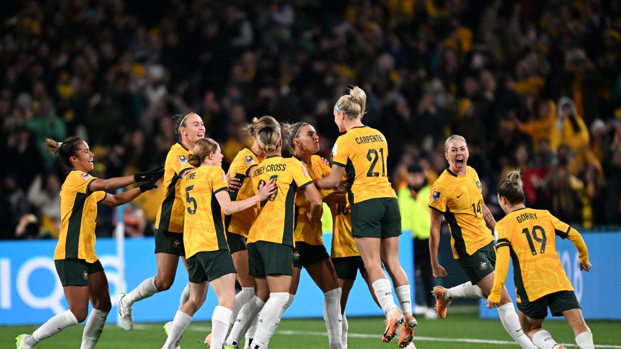 The Matildas went bananas. Photo by Bradley Kanaris/Getty Images.