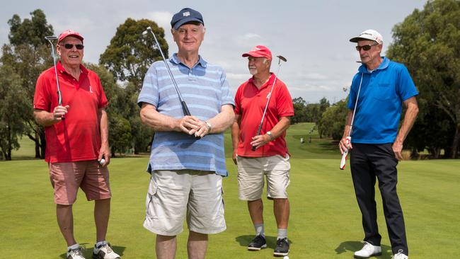 Ringwood Golf Club members Alan Nelsen, Glenn Haslam, Gordon East and Bryan Condon will be able to still play 18 holes at the course. Picture: Paul Jeffers.