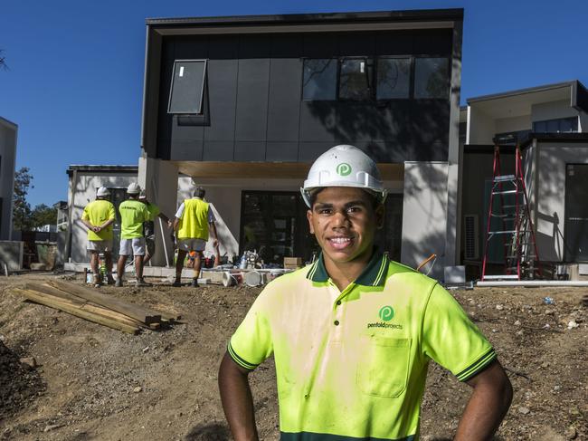 16/5/2017.18 year old Landscaping apprentice and AIEF volunteer Matthew Collins photographed at a worksite in Brisbane.photo: Glenn Hunt / The Australian