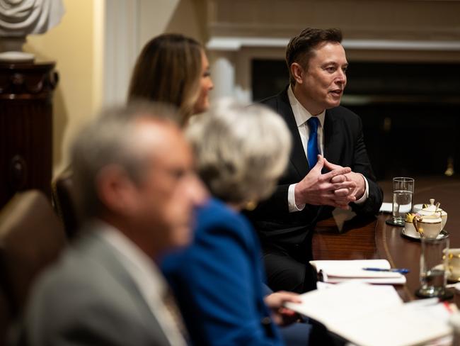 Elon Musk attends Thursday’s cabinet meeting. Picture: X