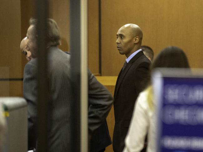 Former Minneapolis Police officer Mohamed Noor arrives with his attorneys Thomas Plunkett and Peter Wold for the beginning of his trial in Minneapolis. Picture: AFP