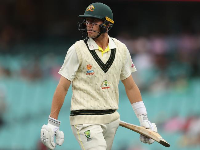 Marnus Labuschagne was dismissed for 79 just moments before play was abandoned for the day. Picture: Mark Kolbe/Getty Images