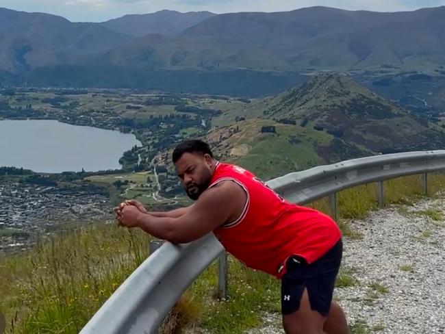 Taniela Tupou in Queenstown, where he completed a frightening bungy jump.