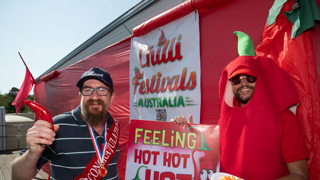 Daniel Rose and Jace O’Connor at the Murphys Creek Chilli and Craft carnival. Sunday, September 22, 2024. Picture: Nev Madsen