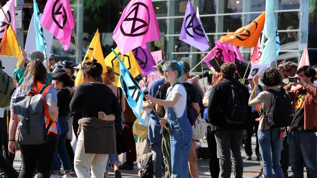 Extinction Rebellion protesters on the streets of Melbourne.