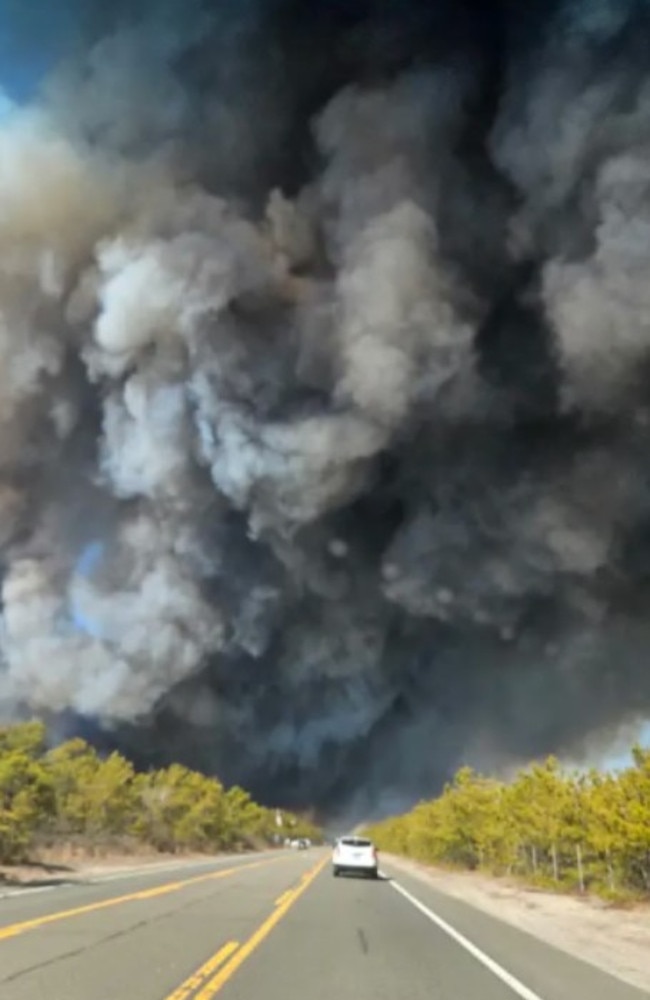 Smoke from the fires is visible for miles. Picture: Lisa Marie/Facebook