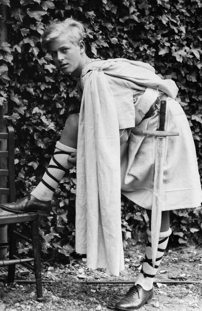 Prince Philip pictured in costume for his role as Donalbane in a production of Macbeth at his Scottish school, Gordonstoun. Picture: Hulton-Deutsch Collection/CORBIS/Corbis via Getty Images