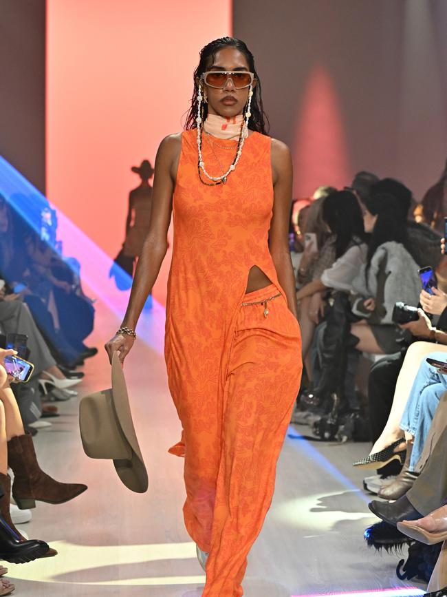 Good energy, and vibrant colours at the Liandra show at Australian Fashion Week. Picture: Getty Images