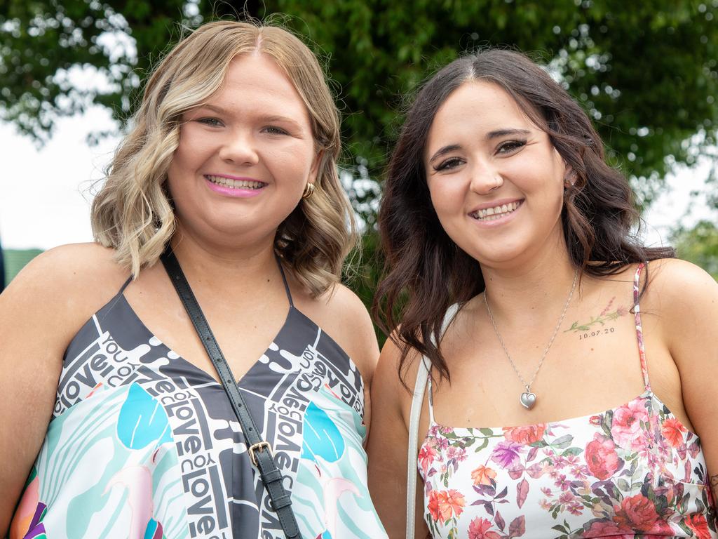 Kacie Martell (left) and Ashleigh McCall. IEquine Toowoomba Weetwood Raceday - Clifford Park Saturday September 28, 2024 Picture: Bev Lacey