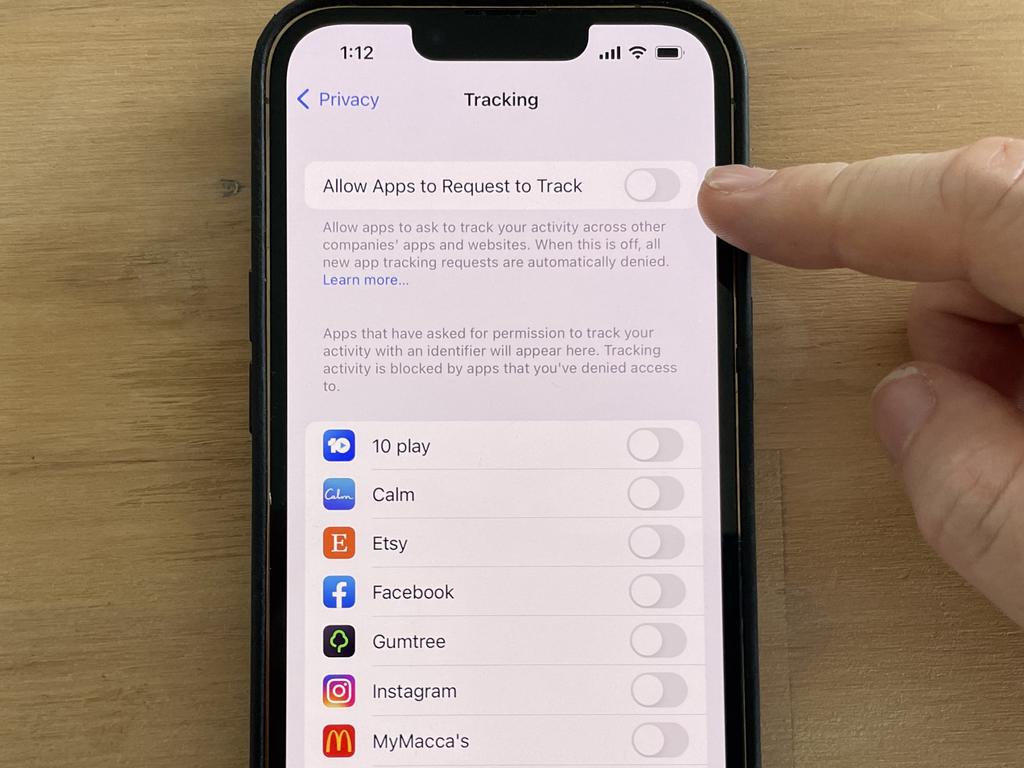 This button allows you to stop asking if apps can track you.