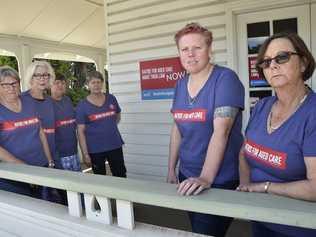 Union members Auriel Robinson, Kym Volp, Debbie Lindgren, Helen Andersen, Melynda McArthur and Veronica Pyke were glad to hear the Federal Government had announced a Royal Commission into aged care. September 2018. Picture: Bev Lacey