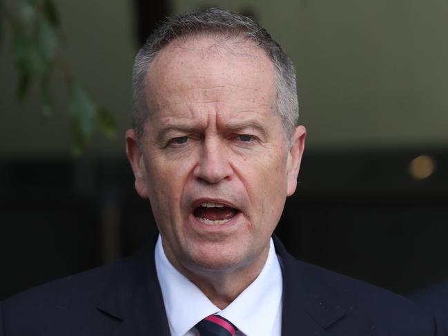 Bill Shorten accused Scott Morrison of promoting the same electric vehicle policy that he had criticised from Labor. Picture: NCA NewsWire / David Crosling