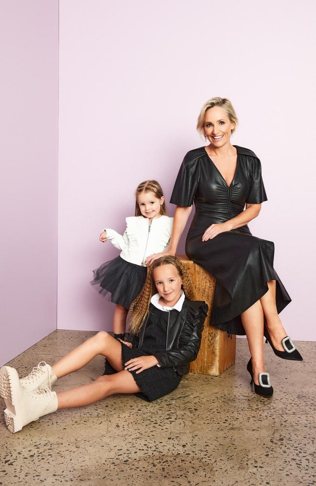 Fifi Box with her daughters Daisy and Trixie. Picture: Sam Bisso for Stellar