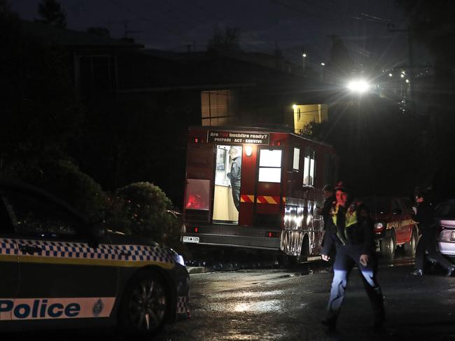 Emergency services at the scene of a fatal house fire in Springfield Avenue, Moonah. Picture: LUKE BOWDEN