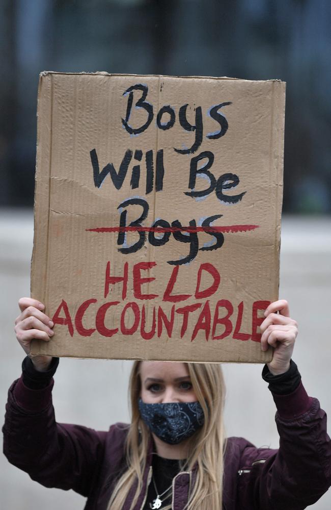 A protester at New Scotland Yard, the headquarters of the Metropolitan Police Service, on Sunday, as demonstration continued. Picture: Daniel Leal-Olivas / AFP