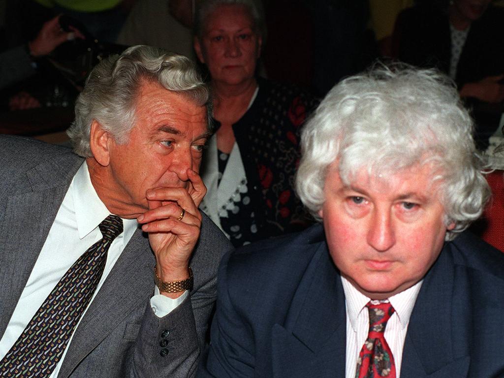 Former PM Bob Hawke and ACTU Secretary Bill Kelty.