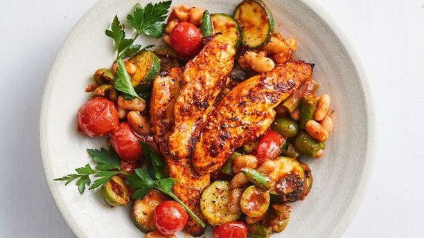 A Spanish chicken and bean dish.