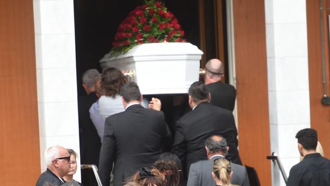 Spiro Boursine, 45, was farewelled in Parkdale today. Picture: Tony Gough