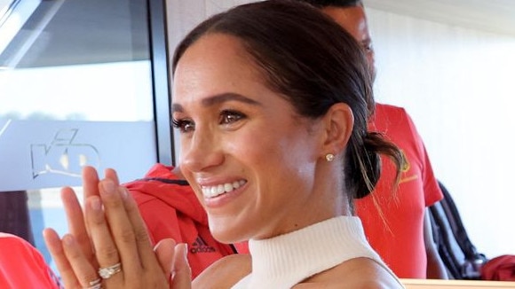 Meghan Markle in her gold Cartier watch. Photo: Chris Jackson/Getty