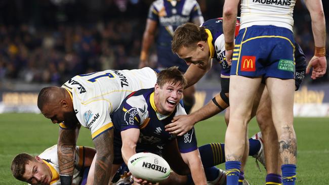 The Panthers will have to stop Harry Grant after he scored twice in the win over Parramatta. Picture: Daniel Pockett/Getty Images